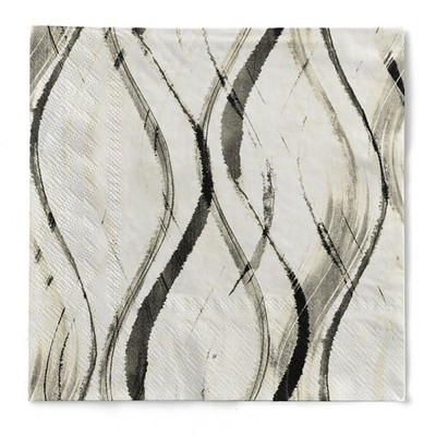 Serviette Albi in Pebble-Stone-Schwarz aus Tissue 3-lagig, 40 x 40 cm, 1/4 Falz,