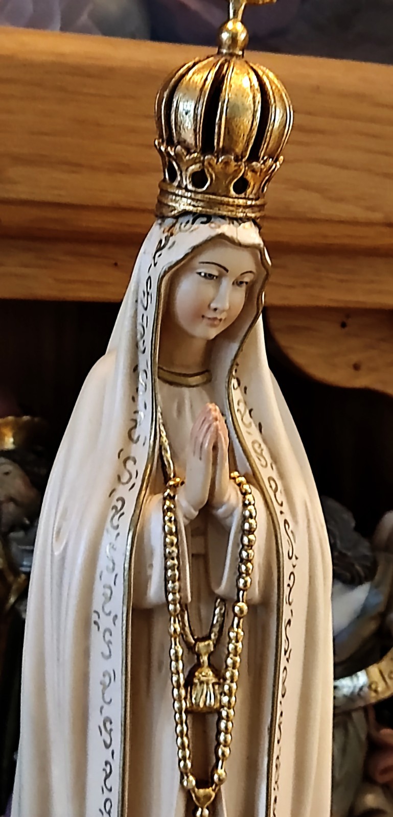 Fatima⭐Madonna Holz geschnitzt Maria Mutter Gottes geschnitzt Weihnachten