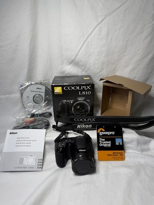 Nikon COOLPIX L810 16.1MP Digital Camera 26x Zoom Black Box Accessories Tested