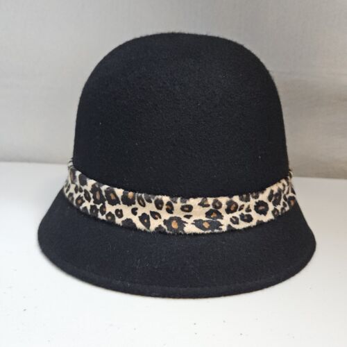 Donna Salyers Fabulous Furs 100% Wolle Damen/Damen schwarz Hut Animal Print Band - Bild 2 von 6