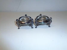 Vintage Figural Griffin Open Salt Cellar Silver Set of 2