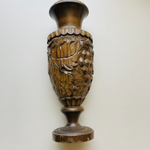 Vintage Wood Hand Carved Grape Vineyard Candle Holder/Vase 11.5” - 第 1/12 張圖片