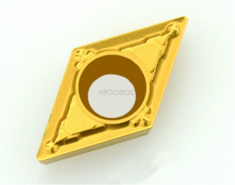 Set 10 Inserti In Metallo Duro DCMT070204 US735 DCMT21.51 Per Tornio Con Chiave - Rivestimento PVD Dorato