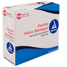 DYNAREX 3611 FLEXIBLE FABRIC BANDAGES 3/4" X 3" - 100CT 