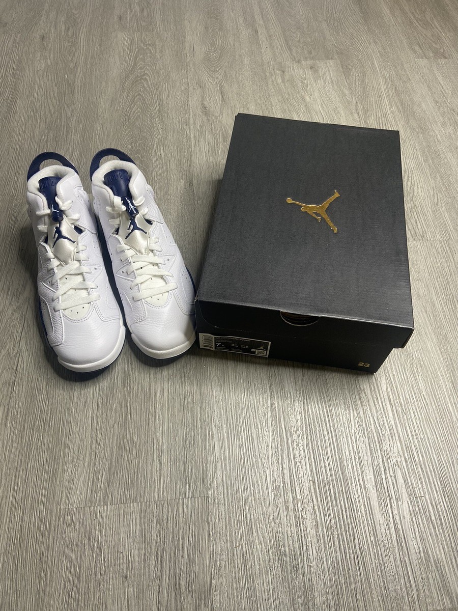 Air Jordan 6 Retro Midnight Navy GS Unisex Shoe Size 7Y White