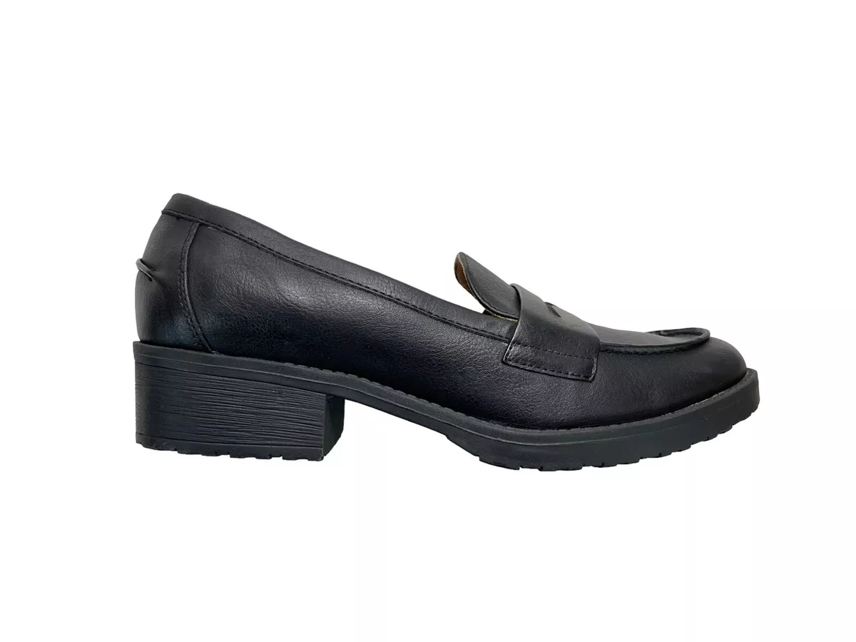 Baretraps Women s Shoes Black Leather Olivia Slip on Loafers Size