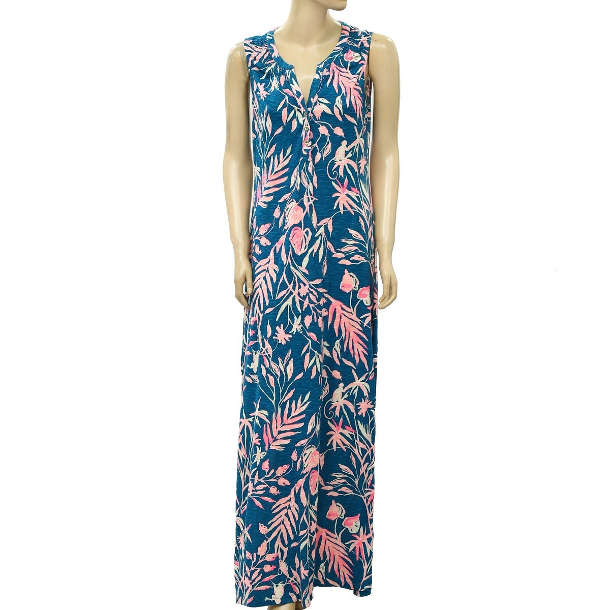 lilly pulitzer essie maxi dress Lilly Pulitzer Essie Maxi Long Dress Smocked Printed Sleeveless Beach XS  273408