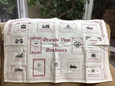 TORCHONS & BOUCHONS, FAMOUS FRENCH WINE LABELS FRENCH KITCHEN / TEA TOWEL, NEW