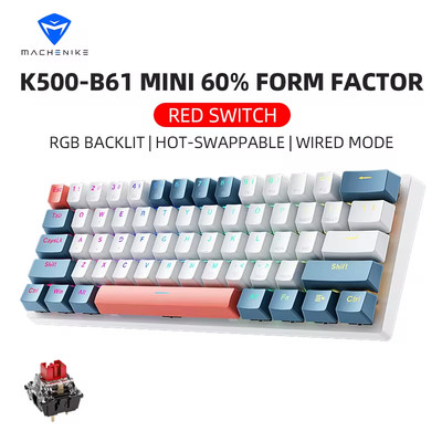 Machenike K500-B61 Mechanical Keybaord 60% Form Factor Wired Hot-Swapable RGB
