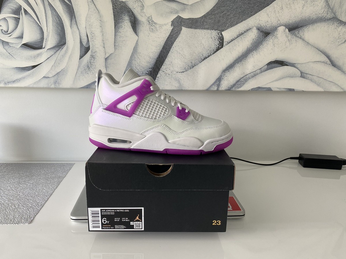 NIKE Air Jordan 4 GS White Hyper Violet Grade School FQ1314