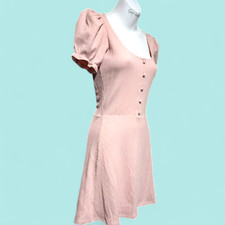 REFORMATION Rory Dress in Blush ribbed knit henley coquette flirty XS S 4F