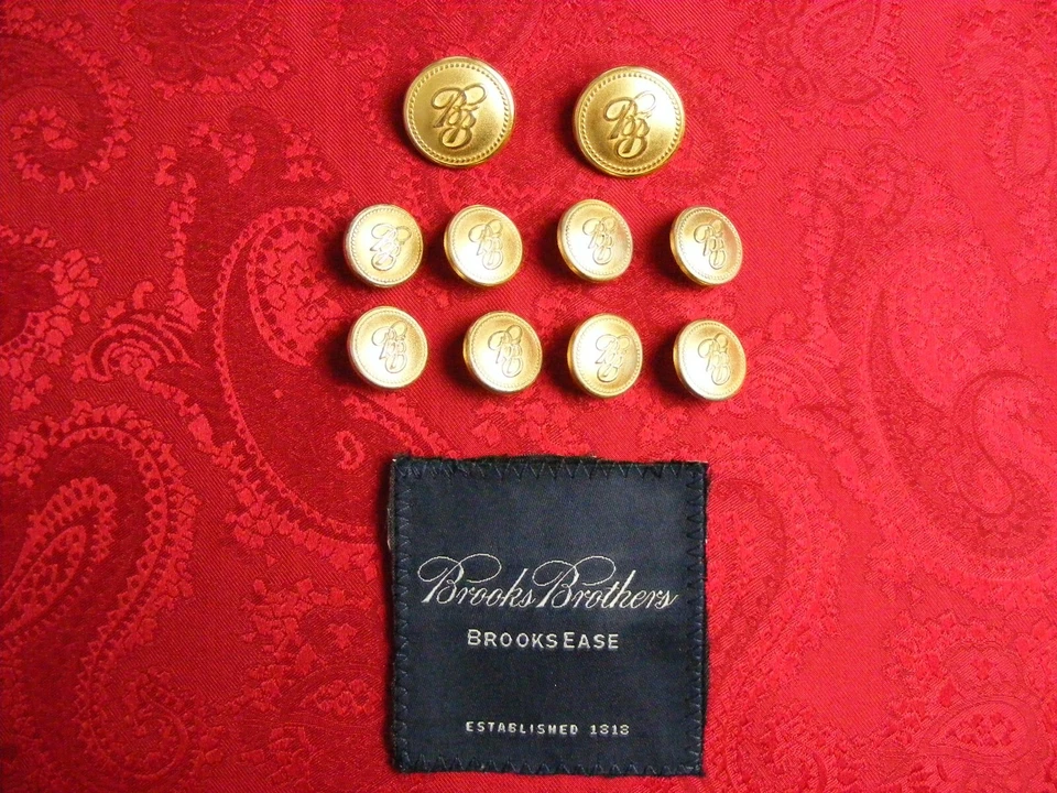 VINTAGE BROOKS BROTHERS BB SIGNATURE LOGO GOLD BLAZER BUTTON SET 2-20MM 8-15MM - Image 2 of 4