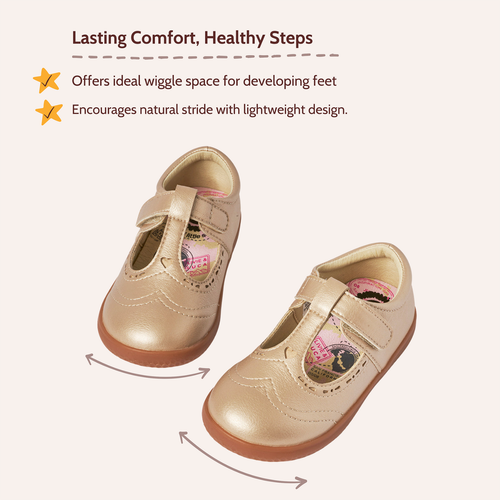 Livie And Luca Amica T Strap Girls Mary Jane Sandals 12 Leather Gold Comfortable - Picture 16 of 17