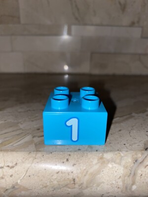 LEGO DUPLO BLUE NUMBER 1 BRICK REPLACEMENT LIGHT BLUE NUMBER