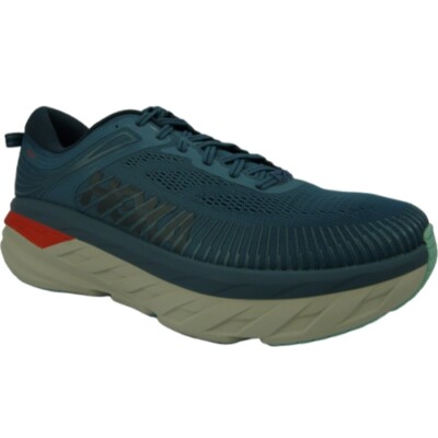 HOKA ONE ONE MEN'S BONDI 7 RUNNING SHOES  REAL TEAL OUTER SPACE