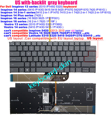 ⭐️wwです US-backlit Keyboard For Dell Inspiron 5320 5415 5420 5425 P157G