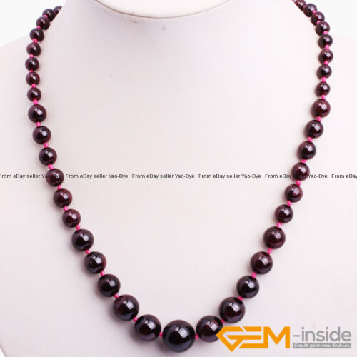 Handmade 6-14mm Beaded Graduated Gemstone Birthstone Long Necklace Jewelry Gifts - Afbeelding 1 van 98