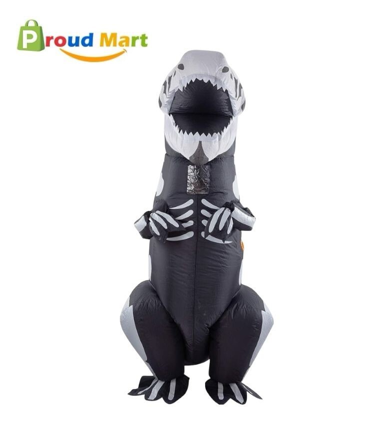 8.2FT Halloween Costume Adult Inflatable Skeleton Dinosaur Jumpsuit