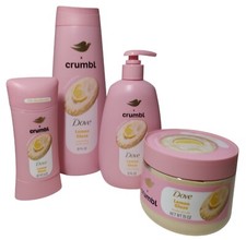 New Dove X Crumbl Lemon Glaze FULL Set 4 Items Deodorant Body Scrub Lotion Wash