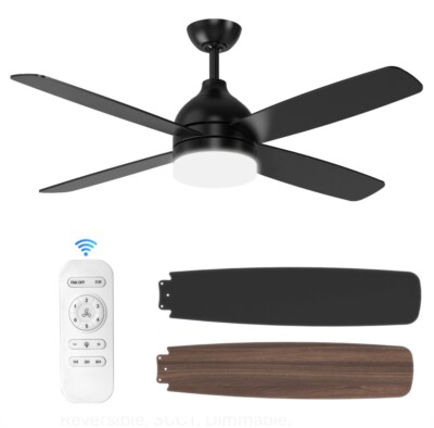 ULG Remote Ceiling Fans W/ LED Lights, 52  Black/Brown Multifunction And Timer