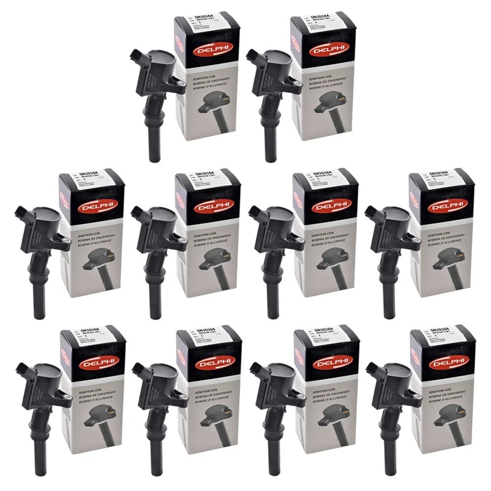Juego de 10 bujías Motorcraft + 10 bobinas de encendido Delphi Ford Lincoln Mercury Foto 2 de 4