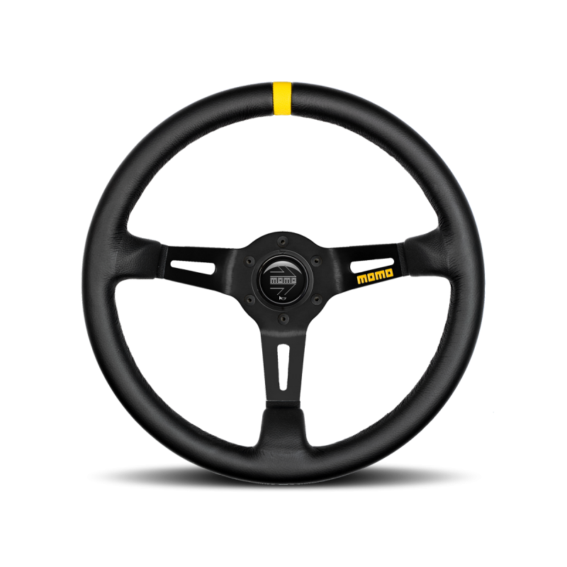 MOMO Racing Steering Wheel Mod 08 (350mm / Leather / Yellow Center
