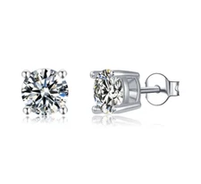Solid 925 Sterling Silver Round Cut Crystal CZ 8mm Studs Earrings UNISEX
