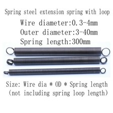 1pcs Extension spring with loop Wire dia 0.3mm-4mm Outer dia 3-40mm Length 300mm