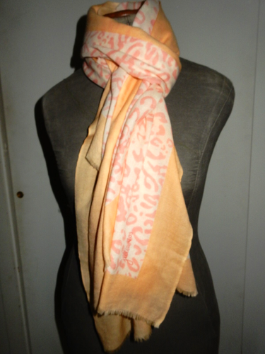 NWOT Julie Vos Signed Wool Scarf Shawl Wrap Soft peach & Animal print ...