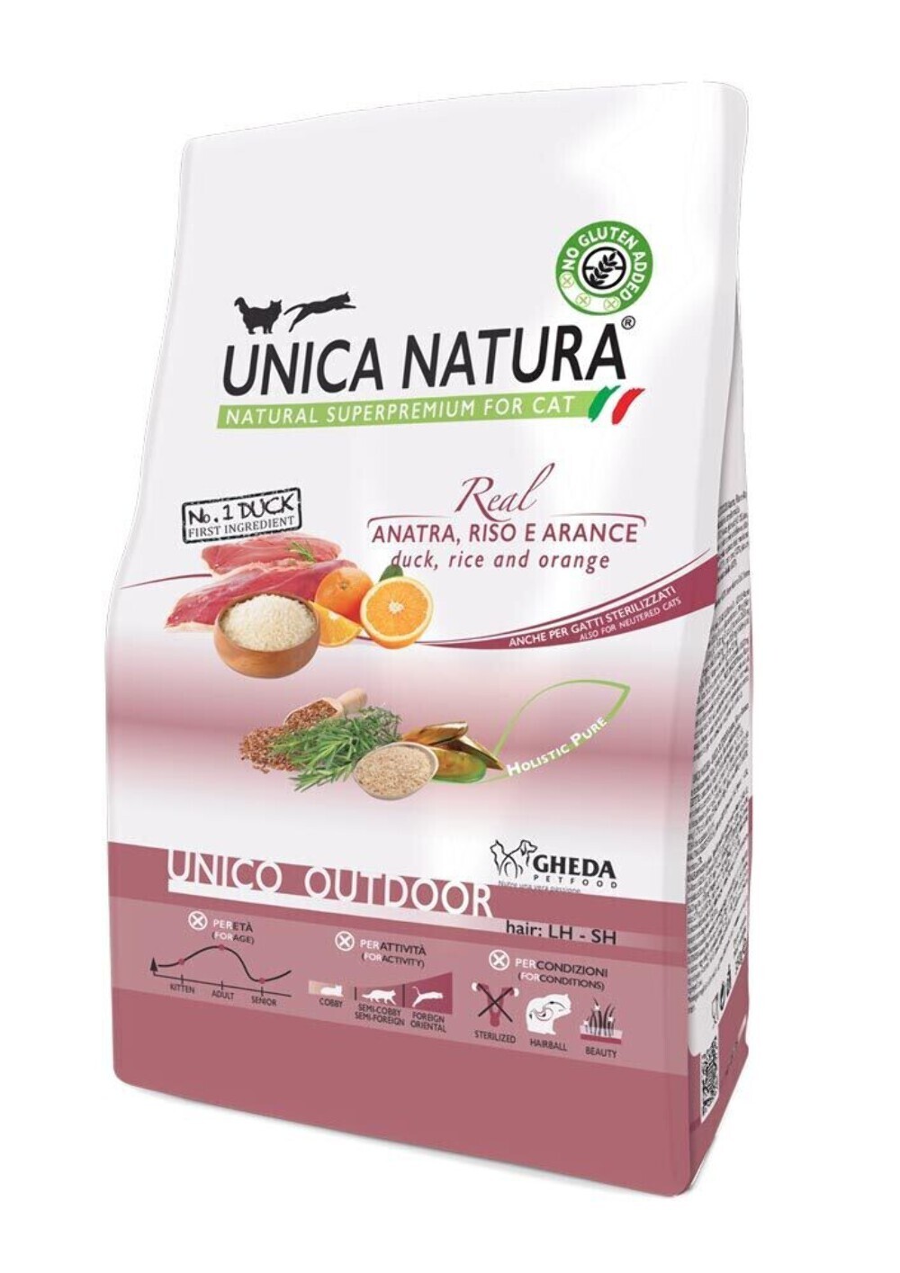Gheda - Unica Natura Dry - Outdoor Anatra, Riso e Arance 350g