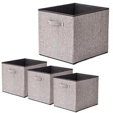 Foldable Storage Bin set Of 4 Fabric Organizer Container Cube Basket With Hand