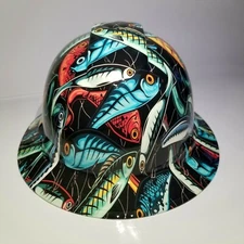 NEW FULL BRIM Hard Hat custom hydro dipped in new Fishing lures big bass OSHA