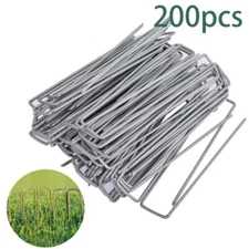 200 Pack 6" Landscape Staples Garden Stakes Galvanized Sod Staples 11 Gauge
