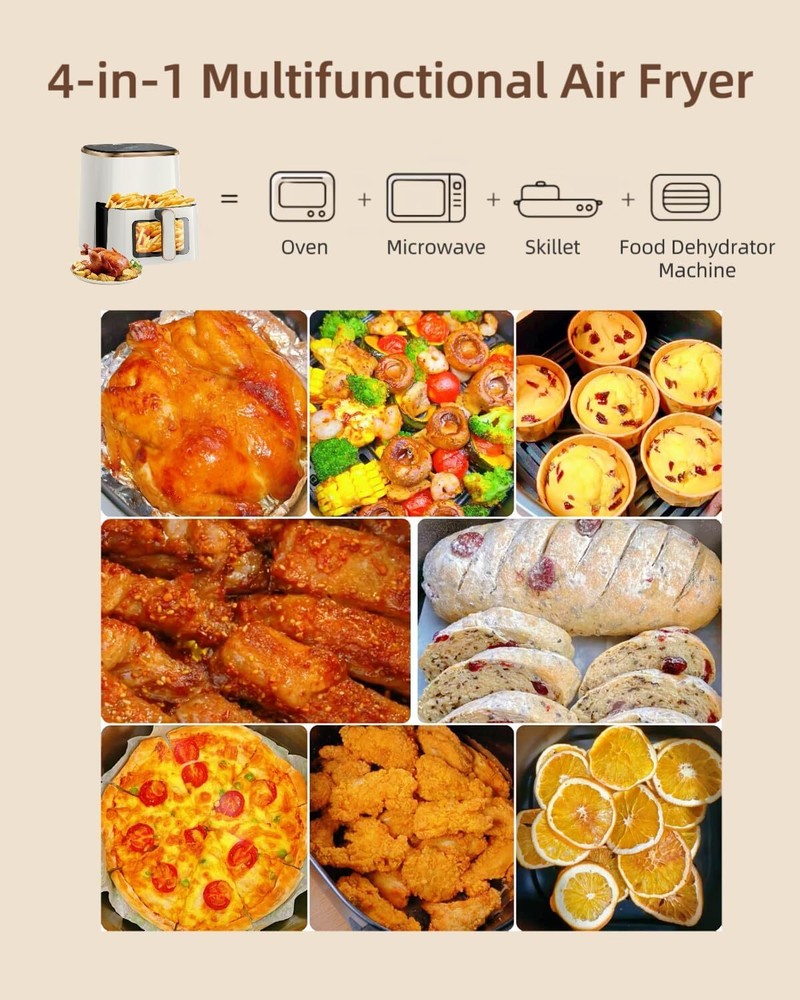 5.3QT Air Fryer with Viewing Window 7 Presets Non-Stick Oven USA