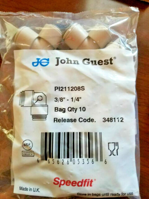 John Guest Acetal Copolymer Reducing Elbow 3/8 x 5/16 Tube Size PI211210S-10PK 90 Deg 