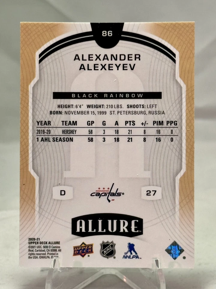 Alexander Alexeyev 2020-21 Upper Deck Allure Black Rainbow Rookie #86 Washington - Image 2 of 3