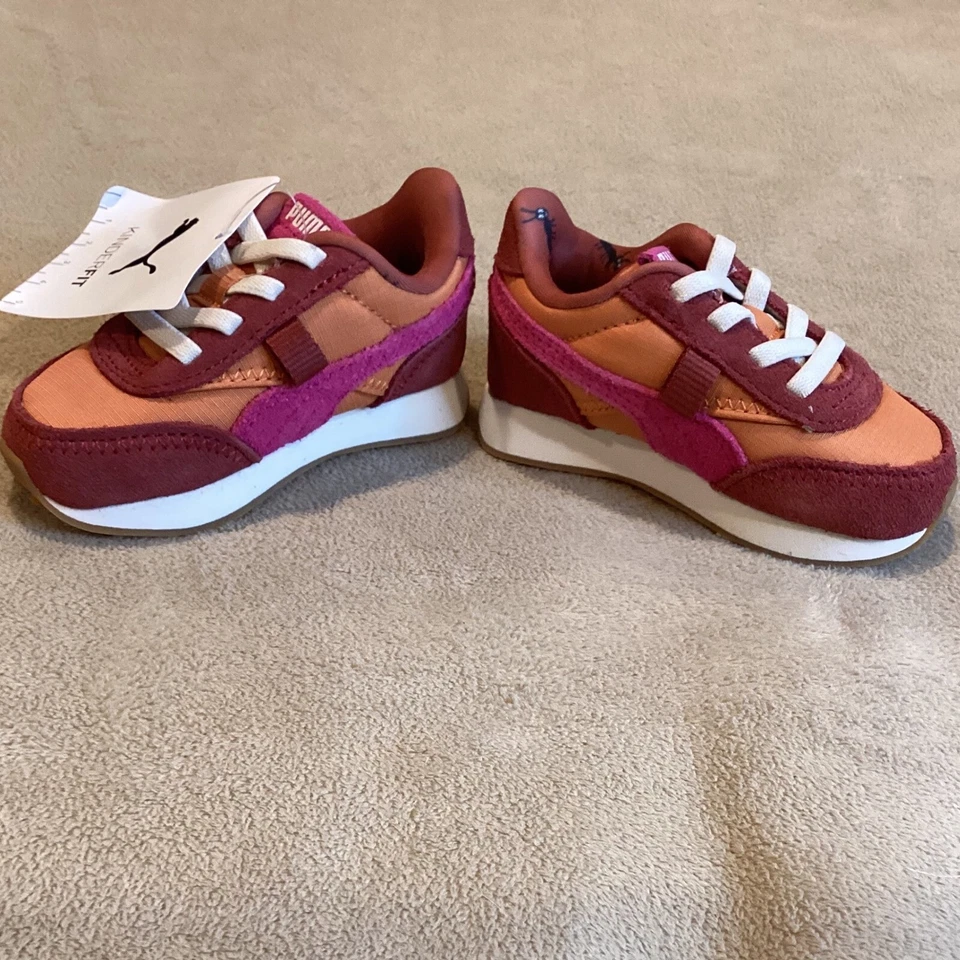 Puma Kids Future Rider TINY AC, EE. UU. Talla 5C, Reino Unido 4, UE 20, Naranja, Melocotón, Rosa Caliente Foto 4 de 4