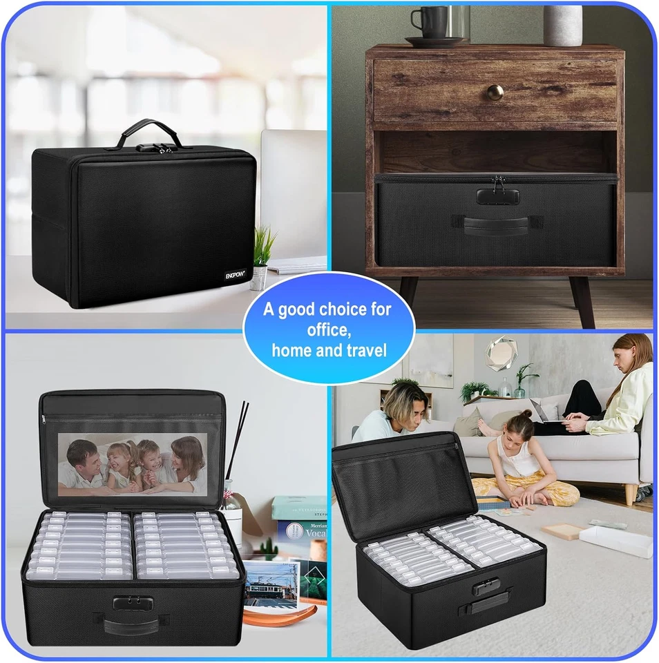 Caja de almacenamiento de fotos ignífuga estuche de fotos de 5" X 7" (transparente), 16 guardián de fotos interno Orga Foto 4 de 4