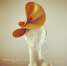 Aimee Fuller Royal Ascot Kentucky Derby Golden Mustard Yellow Fascinator Hat