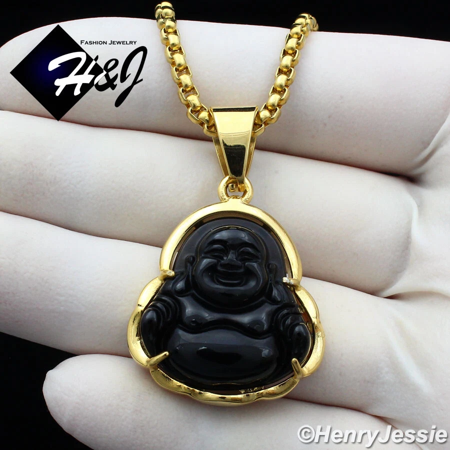 Buy Peaceful Frosted Glass Buddha Pendant Beads Black Matte With Gold  Colored Metal 1 Pendant Online in India - Etsy