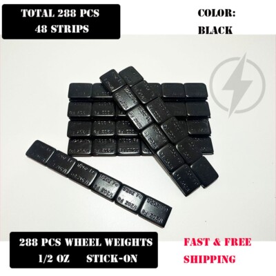 1 BOX 1/2 OZ BLACK WHEEL WEIGHTS STICK-ON ADHESIVE TAPE LEAD-FREE 288 PCS
