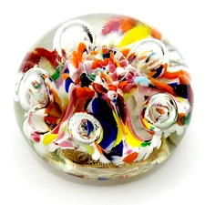 Maude Bob St Clair Colorful Art Glass Paperweight Control Bubbles 1975 Signed