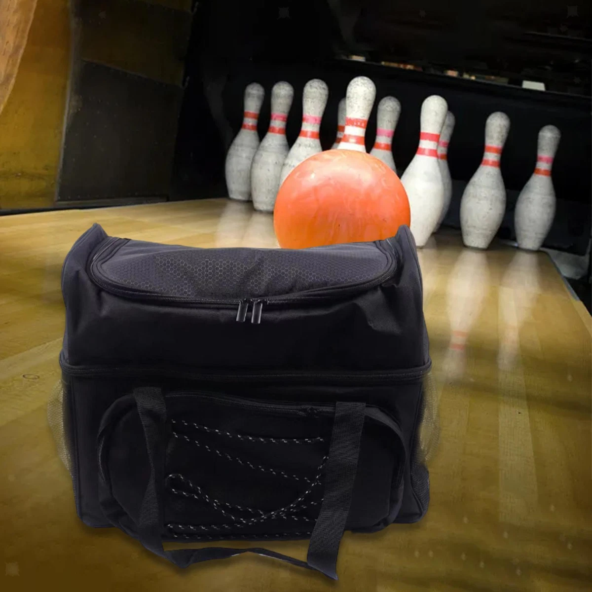 Bowling Bag for Two Balls Storage Pocket Carrying Case Ball Holder