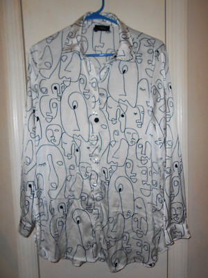 Milk & Honey Ladies Large White Long Sleeve Button Up.