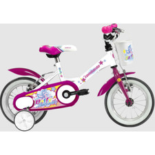 LOMBARDO BICI BAMBINA BAFFY 12 BIANCO FUCSIA CON CESTINO E ROTELLE