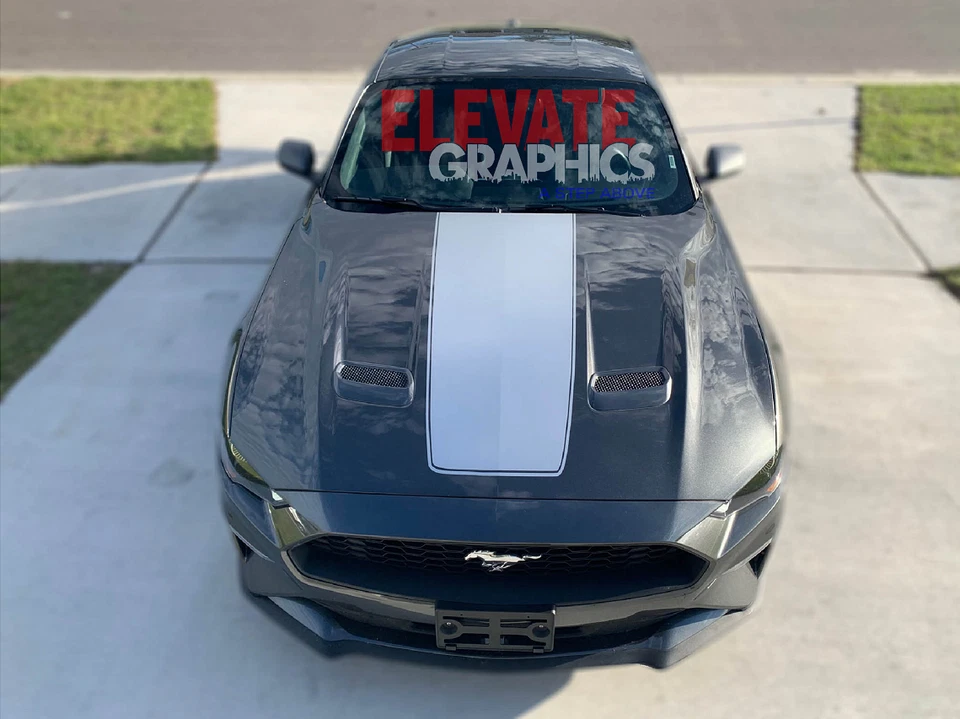 Se adapta a calcomanías Ford Mustang gráficos capó jefe rayas de vinilo pegatinas 3M 2015-2023 Foto 2 de 4