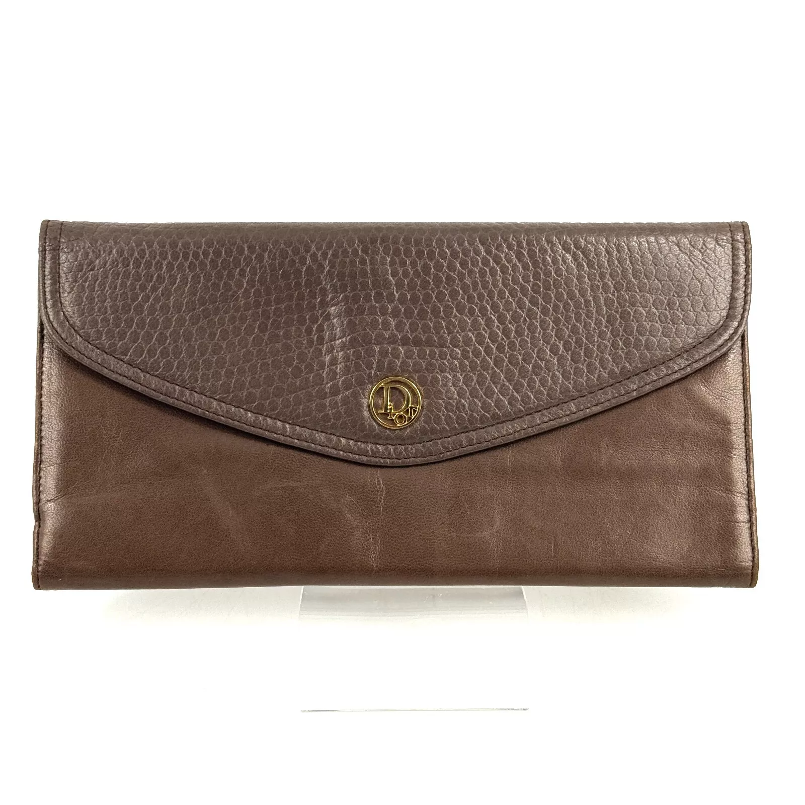 Portefeuille Christian Dior en cuir lisse