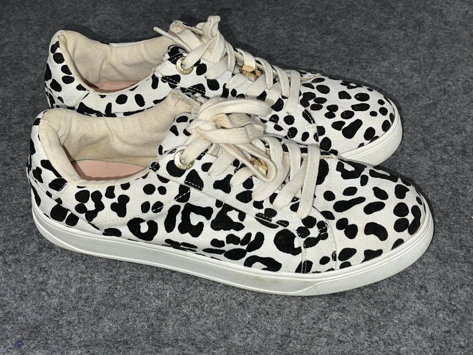 Topshop Tenis Cabo Negro Blanco Estampado Leopardo Con Cordones Parte Superior Baja Para Mujer EE. UU. 7.5 Foto 2 de 4