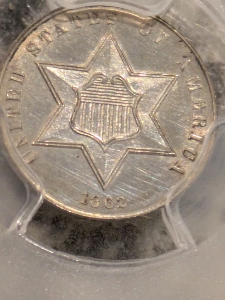 1862 Silver Three Cent 3C PCGS PR-61 Rare 550 Minted (Code 666 - Image 3 of 4
