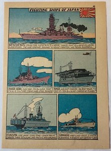 1941 cartoon page ~ FIGHTING SHIPS OF JAPAN